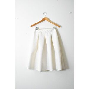 Express Pleated A-Line Skirt Women Size 2 White New Textured Knee Length Zipper
